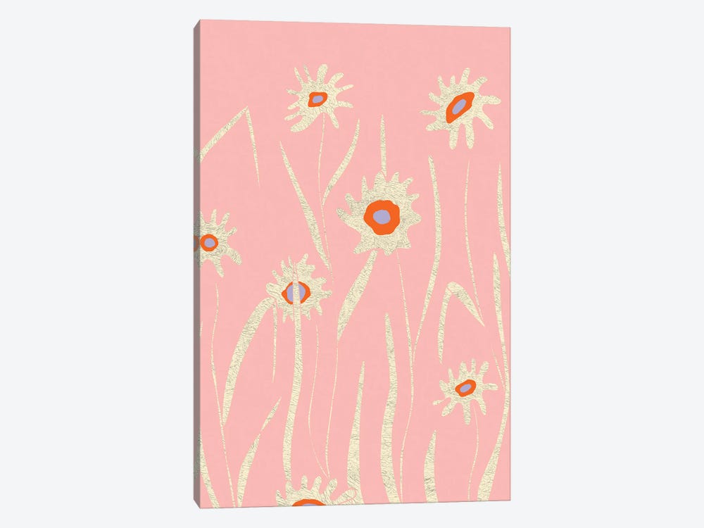 Pink Flower Field by Flatowl 1-piece Canvas Art Print