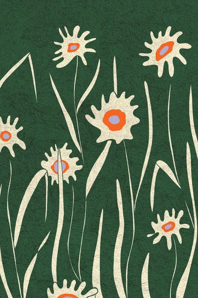 Green Flower Field by Flatowl canvas print