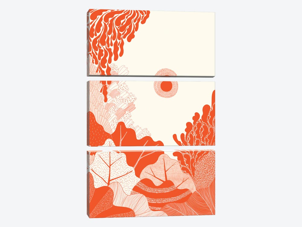 Foliage In Red by Flatowl 3-piece Canvas Artwork