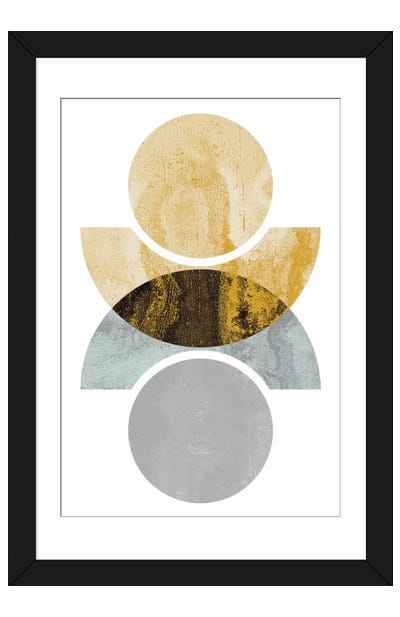 Circles Reflected (Yellow) Paper Art Print - Flatowl