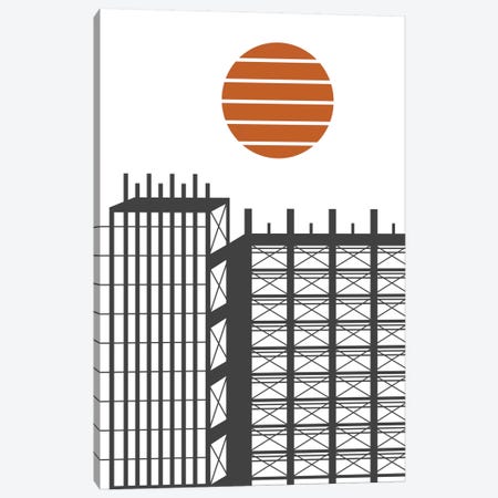 City In Construction Canvas Print #OWL25} by Flatowl Art Print