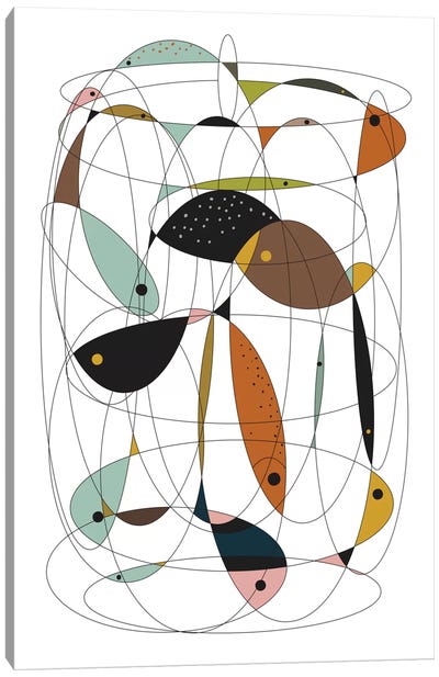 Fishing Net Canvas Art Print - Kids Ocean Life Art