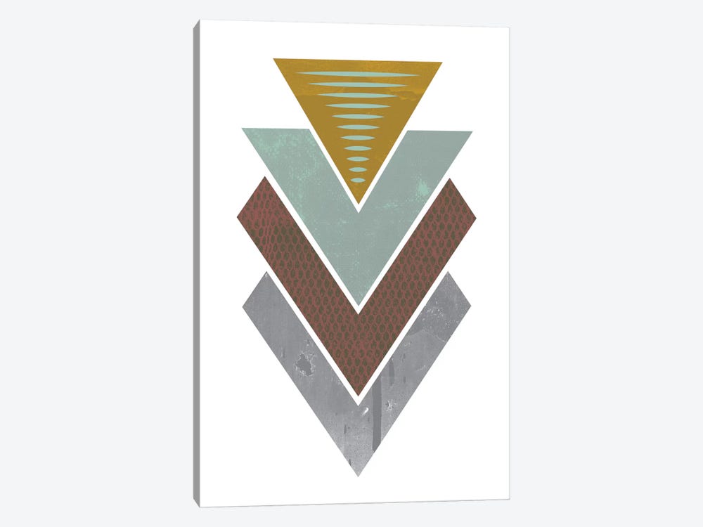 Triangles Grunge by Flatowl 1-piece Canvas Art Print