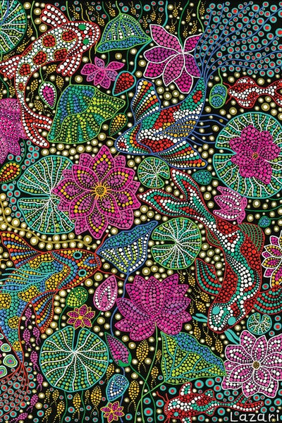 Koi: Koi Fish With Lotus by Oxana Lazari