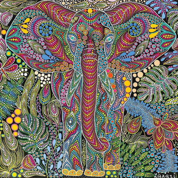 Tropical Leaves: Elephant by Oxana Lazari