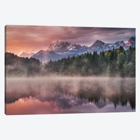 Sunrise At The Lake Canvas Print #OXM1146} by Andreas Wonisch Canvas Artwork
