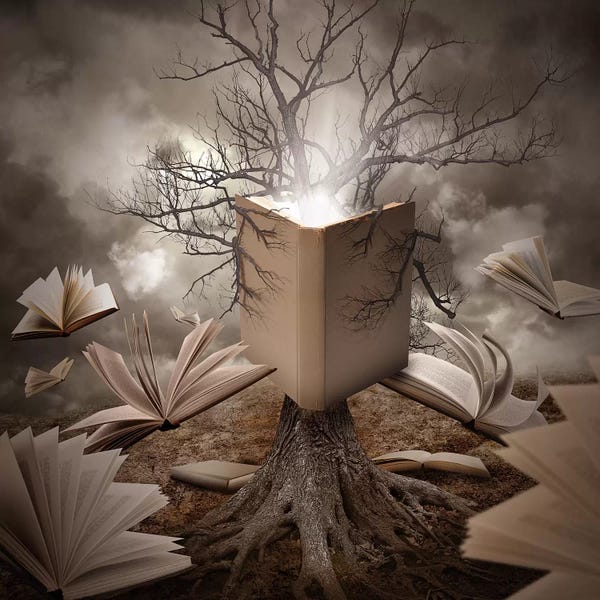 Reading: Old Tree Reading A Story Book by Angela Waye