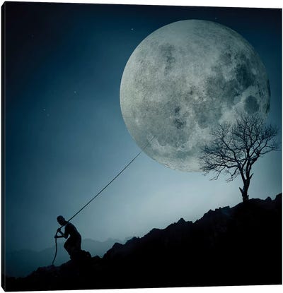 The Dreamer Canvas Art Print - Full Moon Art