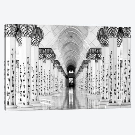 Colonnade in B&W, Sheik Zayed Grand Mosque, Abu Dhabi, U.A.E. Canvas Print #OXM1464} by Hans-Wolfgang Hawerkamp Canvas Art Print