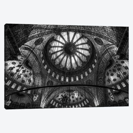 Main Columns And Domes In B&W, Sultan Ahmet Mosque (The Blue Mosque),Istanbul, Turkey Canvas Print #OXM1800} by Michael Jurek Canvas Artwork