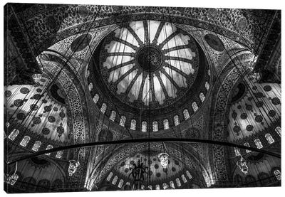 Main Columns And Domes In B&W, Sultan Ahmet Mosque (The Blue Mosque),Istanbul, Turkey Canvas Art Print
