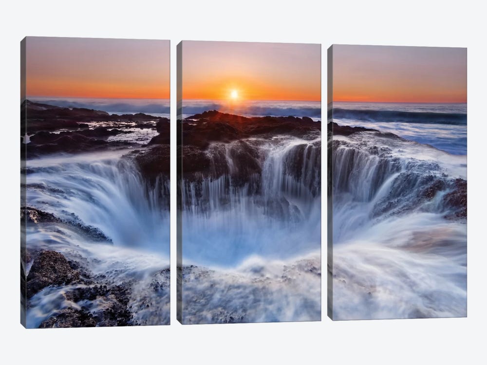 Thor's Well, Cape Perpetua, Siuslaw National Forest, Lincoln County, Oregon, USA 3-piece Canvas Art
