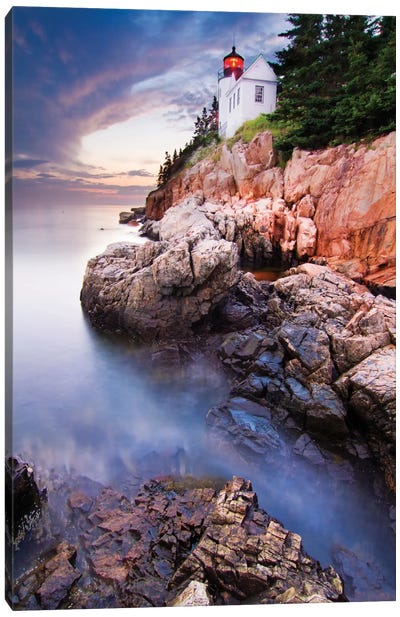 Sunset At Bass Harbor Lighthouse Canvas Art Print - 1x Scenic Photography