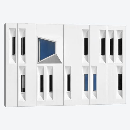 Composition In White, Black And Blue Canvas Print #OXM196} by Michiel Hageman Art Print