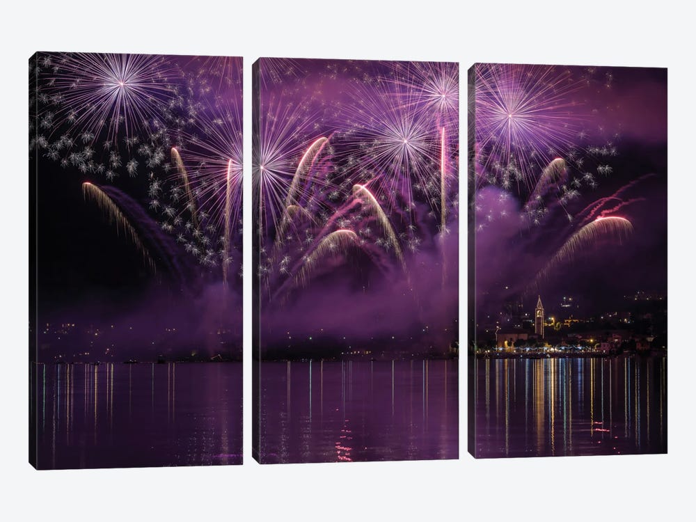 Fireworks Lake Pusiano 3-piece Canvas Print