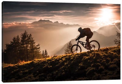 Golden Hour Biking Canvas Art Print - 1x Scenic Photography
