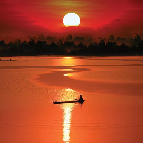 Lake Sunrises & Sunsets: Rowling Alone by Sarawut Intarob