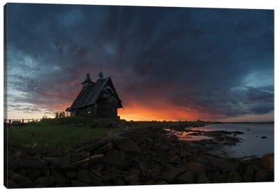 The Old Church On The Coast Of The White Sea Canvas Art Print