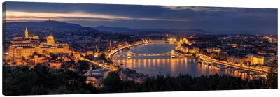 Panorama Of Budapest Canvas Art Print - Sunrises & Sunsets Scenic Photography