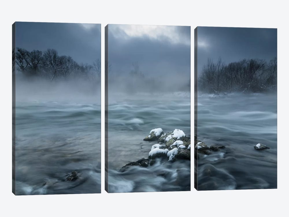 Frosty Morning At The River by Tom Meier 3-piece Canvas Wall Art