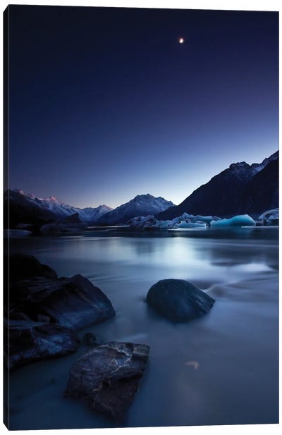 Moonlight Canvas Art Print - Glacier & Iceberg Art