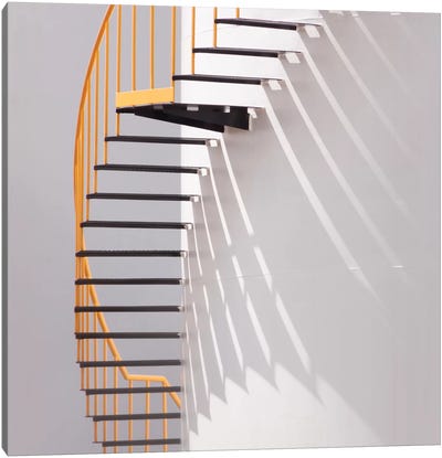 Yellow Staircase Canvas Art Print - Architecture Art