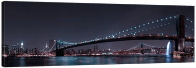 Manhattan Skyline & Brooklin Bridge Canvas Art Print - Panoramic Cityscapes