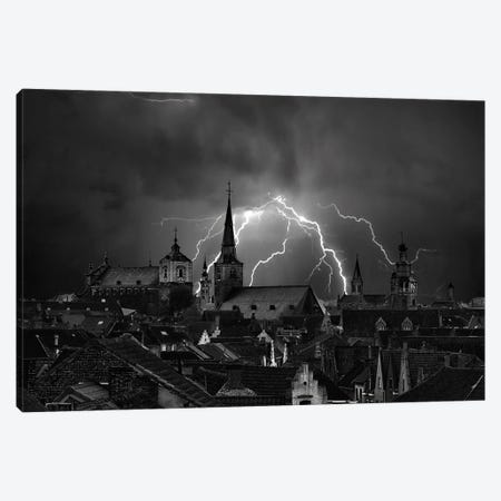 Chaos In The Sky Of Bruges Canvas Print #OXM2485} by Yvette Depaepe Canvas Print