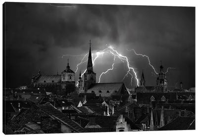 Chaos In The Sky Of Bruges Canvas Art Print