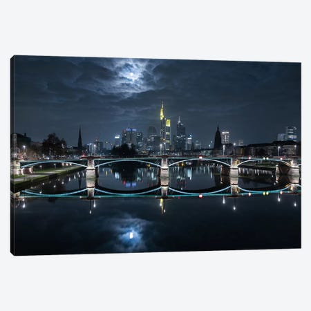 Frankfurt At Full Moon Canvas Print #OXM24} by Mike / Match-Photo Canvas Artwork