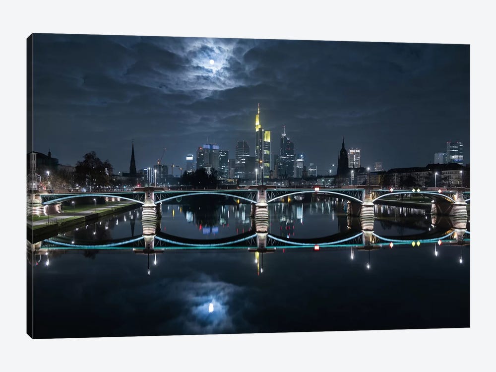 Frankfurt At Full Moon by Mike / Match-Photo 1-piece Canvas Artwork