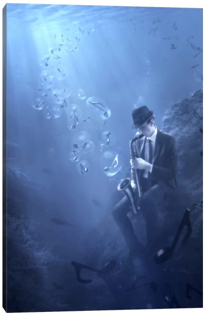 Blues Canvas Art Print - Saxophone Art
