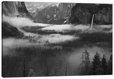 Fog Floating In Yosemite Valley Canvas Art Print