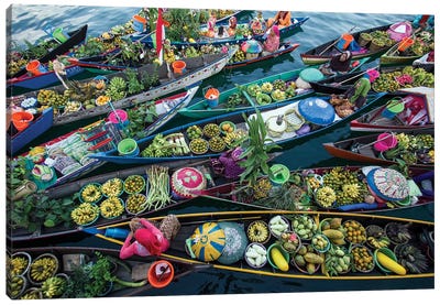 Banjarmasin Floating Market Canvas Art Print - Indonesia Art