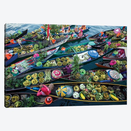 Banjarmasin Floating Market Canvas Print #OXM2985} by Fauzan Maududdin Canvas Artwork
