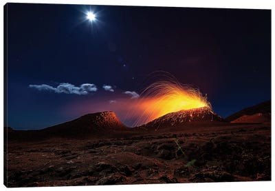 Lava Flow With The Moon Canvas Art Print