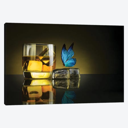 Butterfly Drink Canvas Print #OXM3595} by Jackson Carvalho Canvas Art