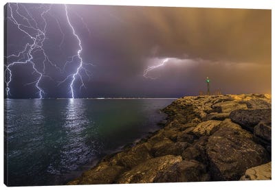 When Lightning Strikes Canvas Art Print - Rocky Beach Art