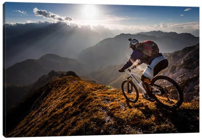 The Call Of The Mountain Canvas Art Print - Bicycle Art