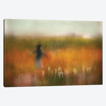 A Girl And Bear Grass Canvas Print #OXM4033} by Shenshen Dou Canvas Print