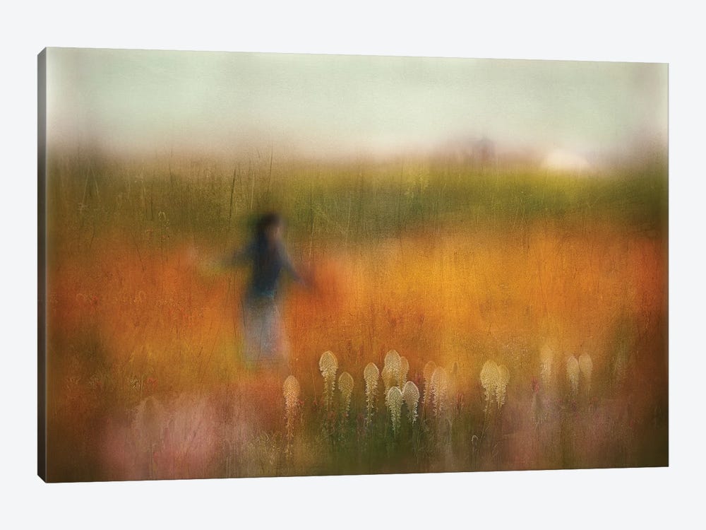 A Girl And Bear Grass by Shenshen Dou 1-piece Canvas Print