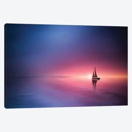Sailing Across The Lake Toward The Sunset Canvas Print #OXM4281} by Bess Hamiti Canvas Artwork