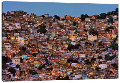 Nightfall In The Favela da Rocinha Canvas Art Print - 1x Scenic Photography