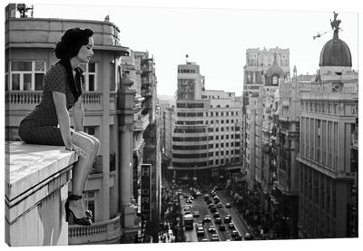 Mad Madrid Canvas Art Print - Black & White Cityscapes