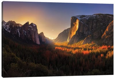 Yosemite Firefall Canvas Art Print - Cliff Art