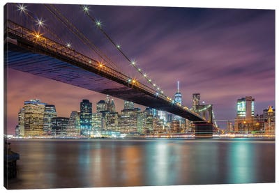 Brooklyn Bridge At Night Canvas Art Print