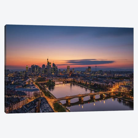 Frankfurt Skyline At Sunset Canvas Print #OXM4777} by Robin Oelschlegel Canvas Print