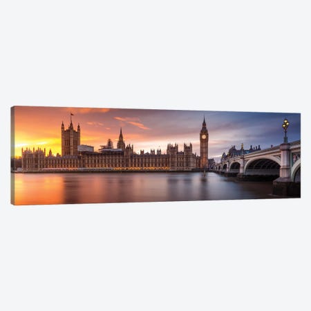 London Palace Of Westminster Sunset Canvas Print #OXM4939} by Merakiphotographer Canvas Wall Art