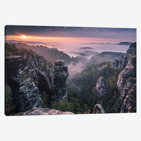 Sunrise On The Rocks Canvas Print #OXM506} by Andreas Wonisch Canvas Artwork