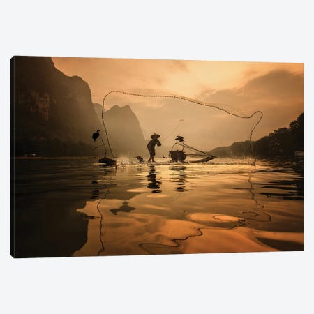 Spread The Fish Nets Canvas Print #OXM5143} by Gunarto Song Canvas Wall Art